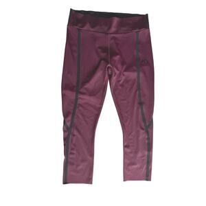Kari Traa Women's Crop Leggings Burgundy/Black Size Large Activewear